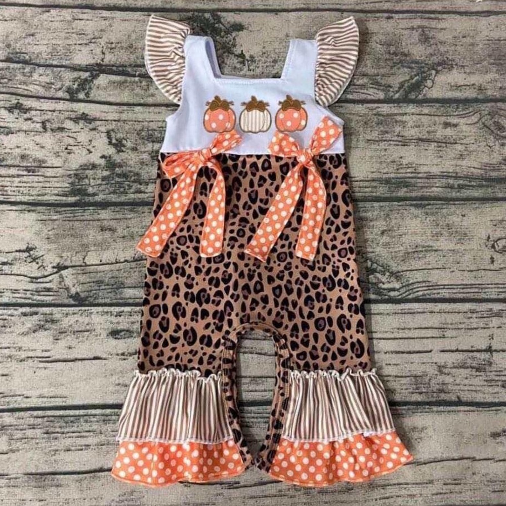 Thanksgiving cute pumpkin 🎃 embroidery romper
